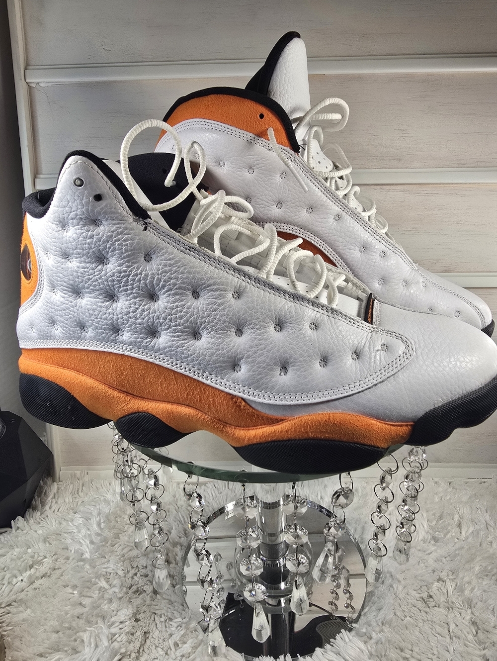 Air Jordan 13 Retro White and Orange High-Top  Sneakers